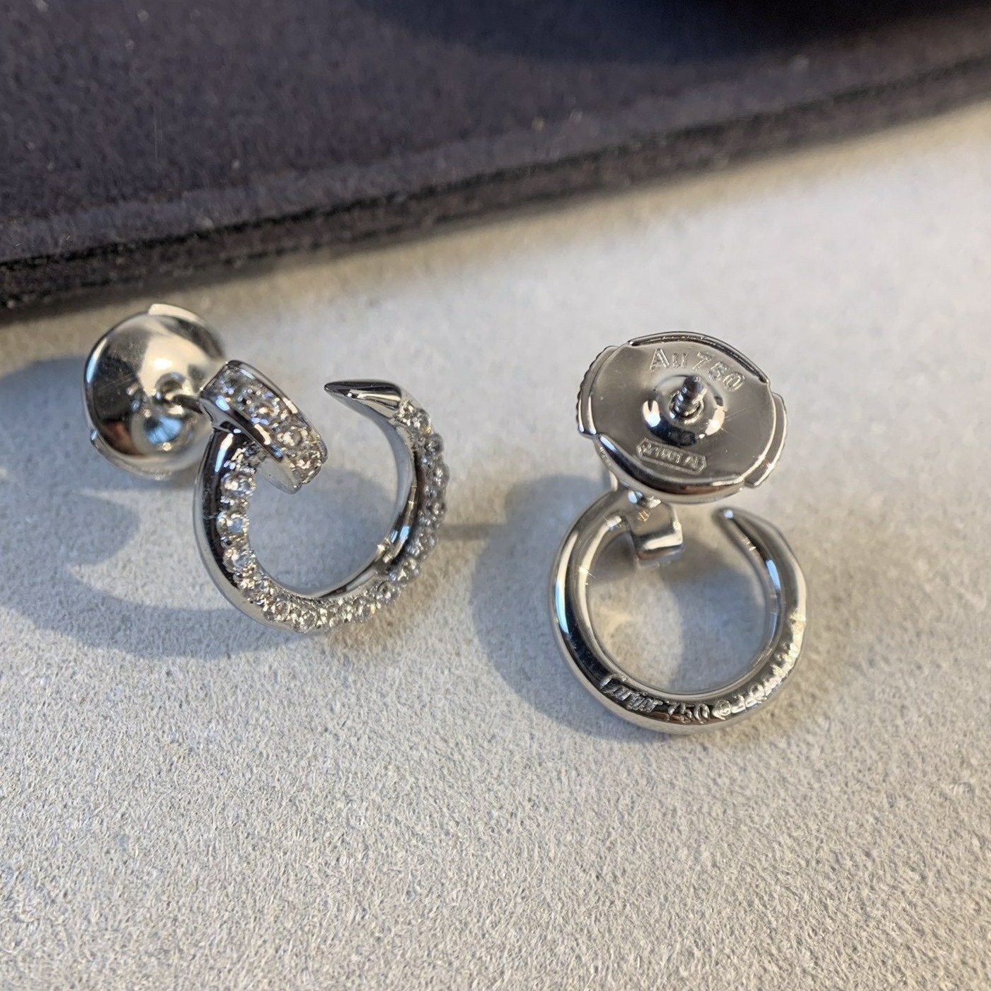 CARTIER JUSTE EARRINGS SILVER DIAMONDS
