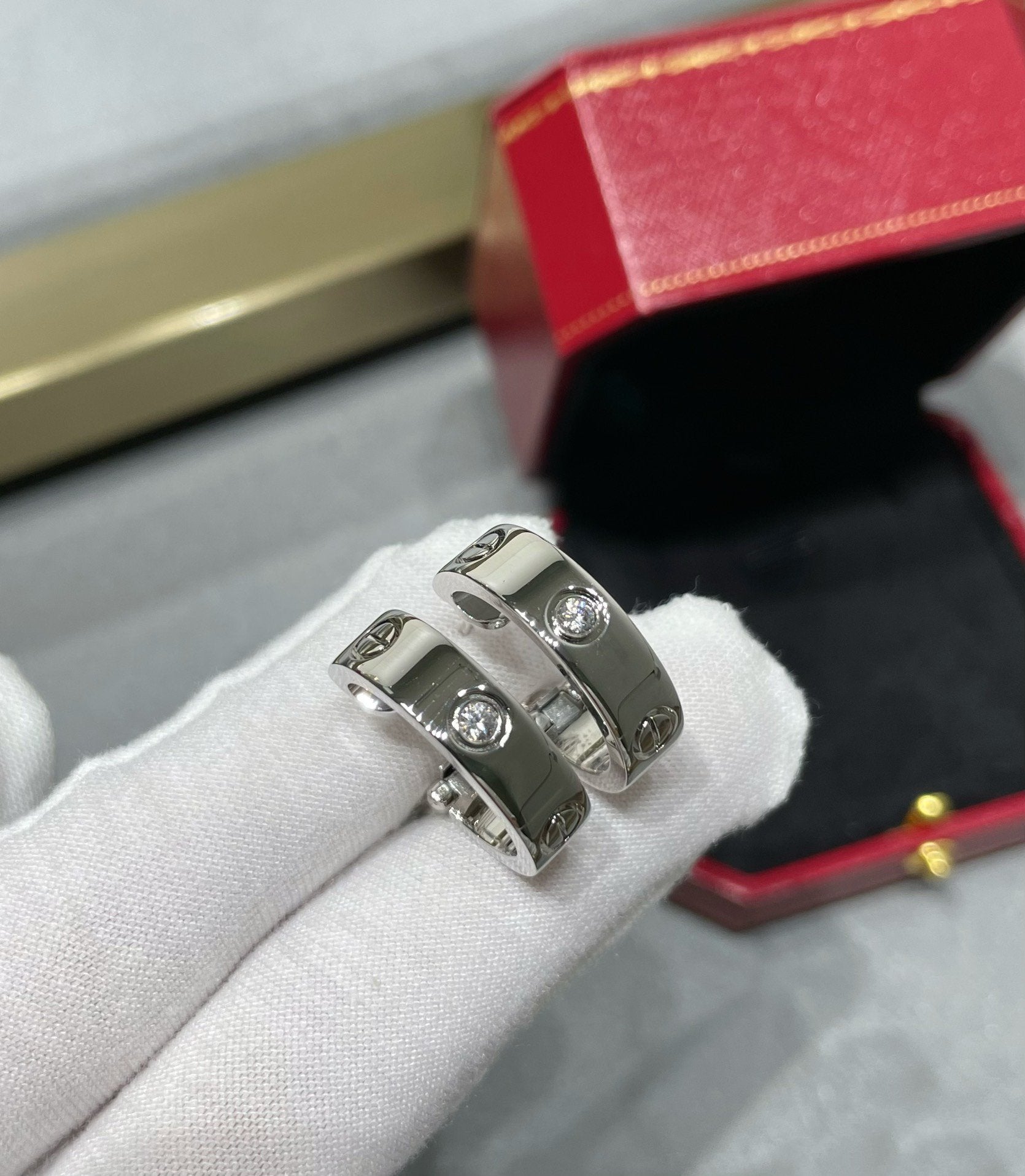 CARTIER LOVE 5.5MM 1 DIAMOND EARRINGS