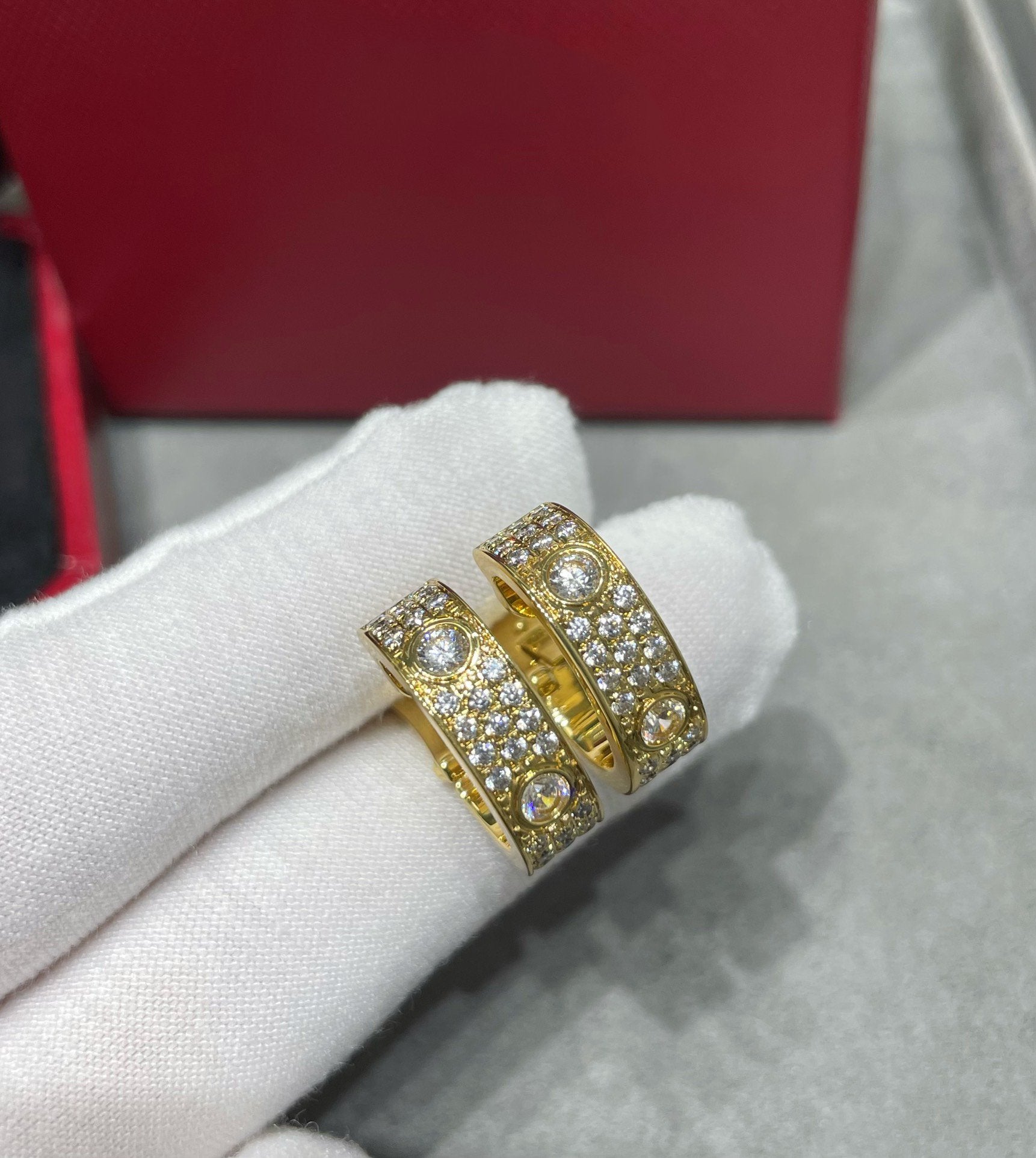 CARTIER LOVE 5.5MM DIAMOND PAVED EARRINGS