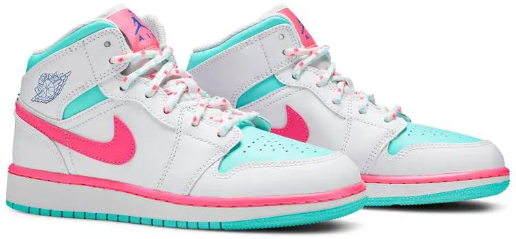 Air Jordan 1 Mid sneakers: Top 1 Premium Pink Teal Edition 2024