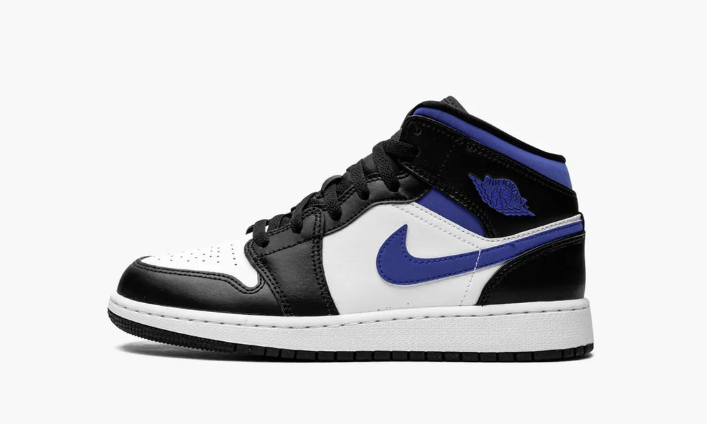Air Jordan 1 Mid Premium White Black Blue Basketball Shoes 2024