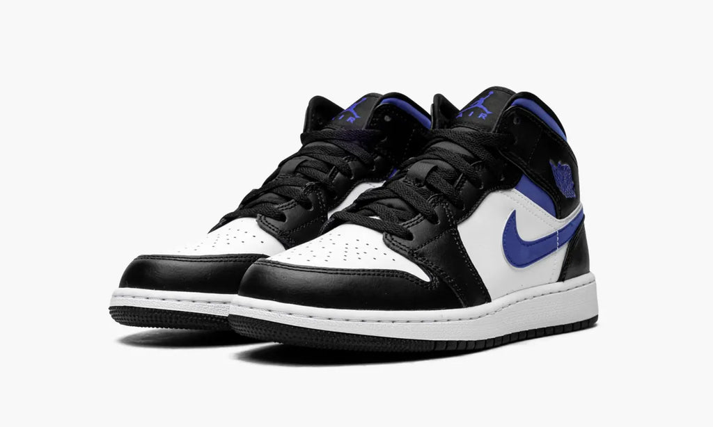 Air Jordan 1 Mid Premium White Black Blue Basketball Shoes 2024