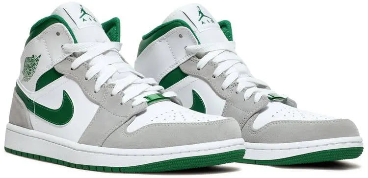 Air Jordan 1 Mid Pine Green & Grey Premium Luxury 1st Edition Sneakers