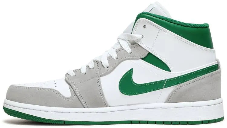 Air Jordan 1 Mid Pine Green & Grey Premium Luxury 1st Edition Sneakers
