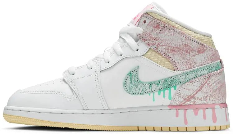 Jordan 1 Mid sneakers: Premium 2024 Paint Drip Edition for Ultimate Style