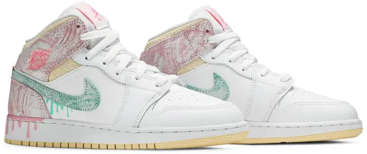 Jordan 1 Mid sneakers: Premium 2024 Paint Drip Edition for Ultimate Style
