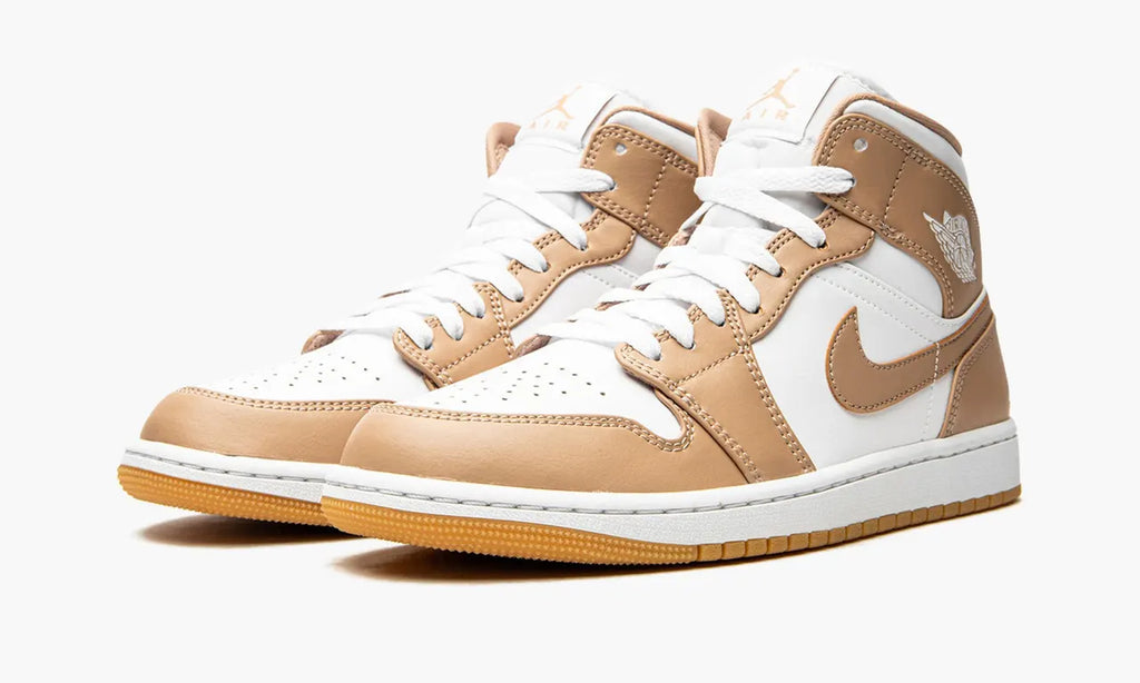 Air Jordan 1 Mid Premium Tan White Sneakers – 2024 Top Luxury Edition