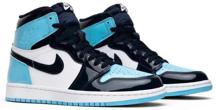 Air Jordan 1 Blue Chill: Premium 2019 UNC Patent Leather Sneakers