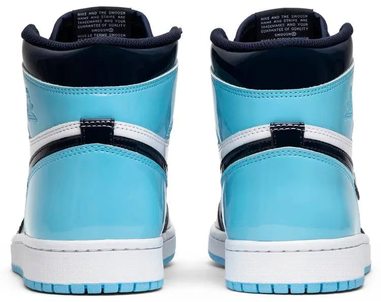 Air Jordan 1 Blue Chill: Premium 2019 UNC Patent Leather Sneakers