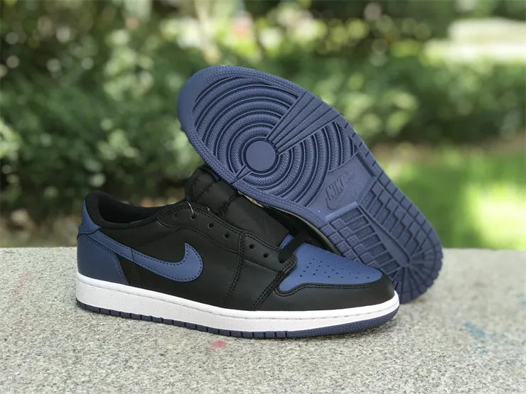 leather Air Jordan 1 Low Black Royal - Hình 5