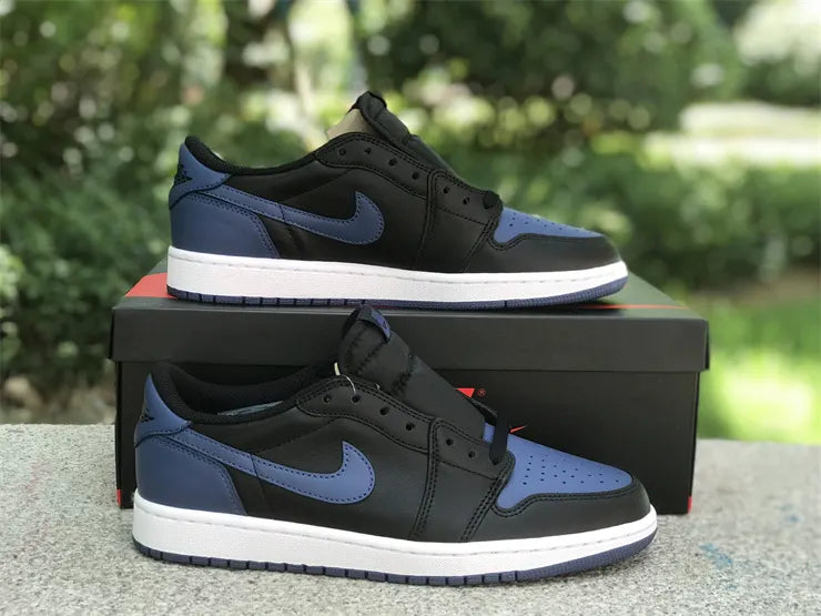 leather Air Jordan 1 Low Black Royal - Hình 7