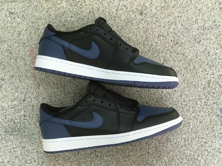 leather Air Jordan 1 Low Black Royal - Hình 4