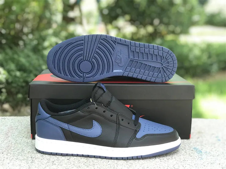 leather Air Jordan 1 Low Black Royal - Hình 8