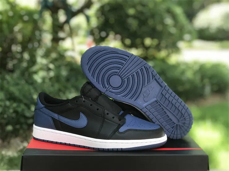 leather Air Jordan 1 Low Black Royal - Hình 16
