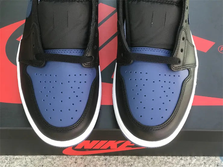 leather Air Jordan 1 Low Black Royal - Hình 12