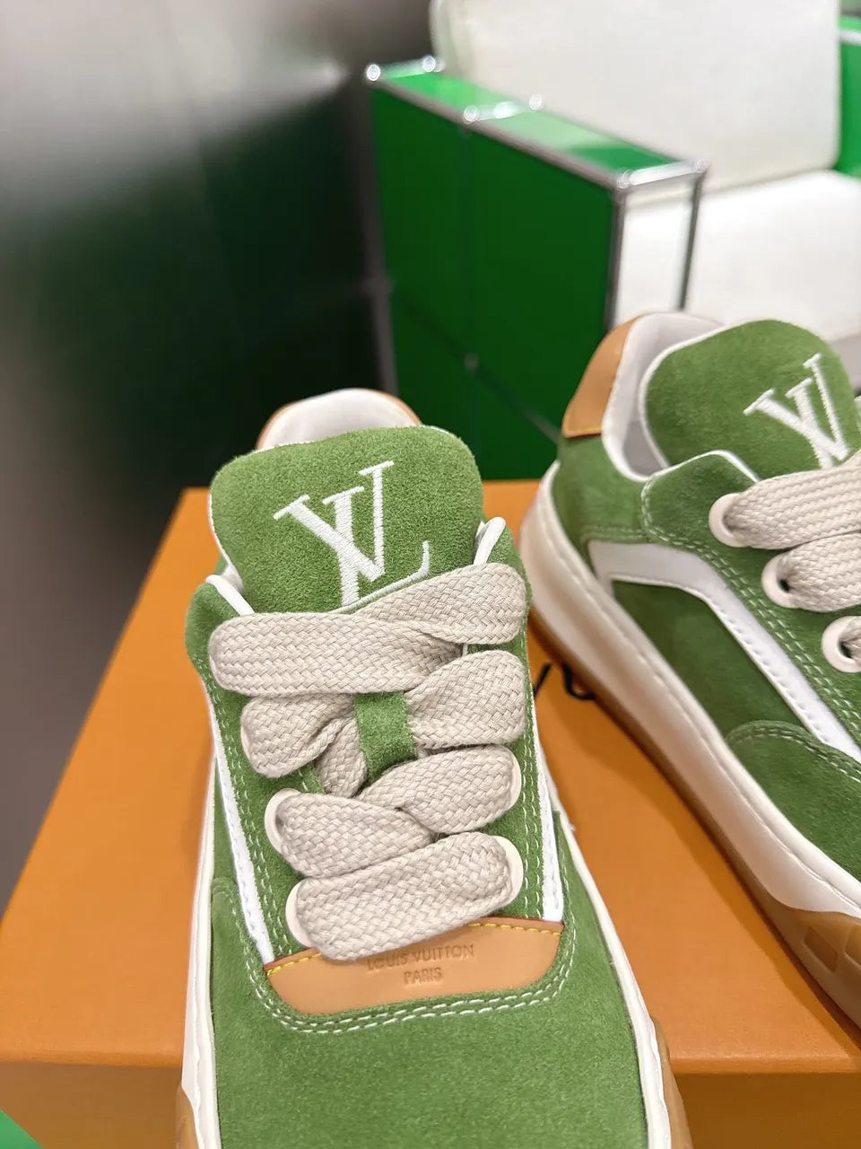 LV Green Suede Sneakers - Hình 6