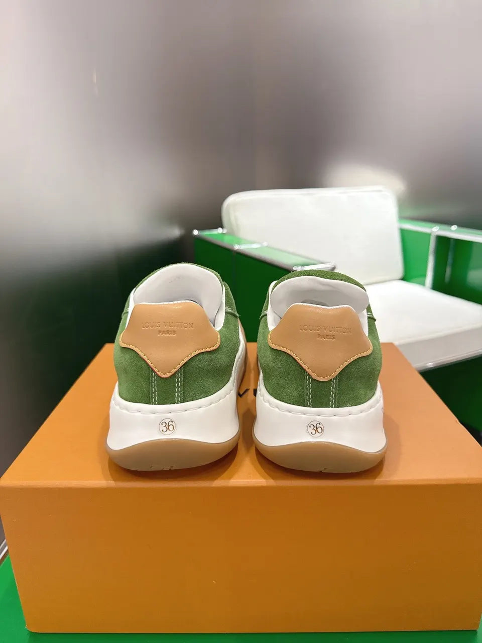 LV Green Suede Sneakers - Hình 8