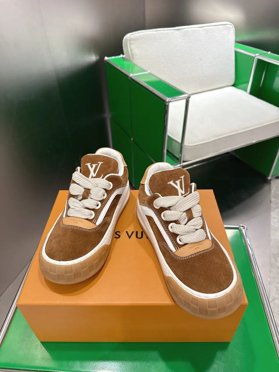 Louis Vuitton Brown Suede Sneakers - Hình 2