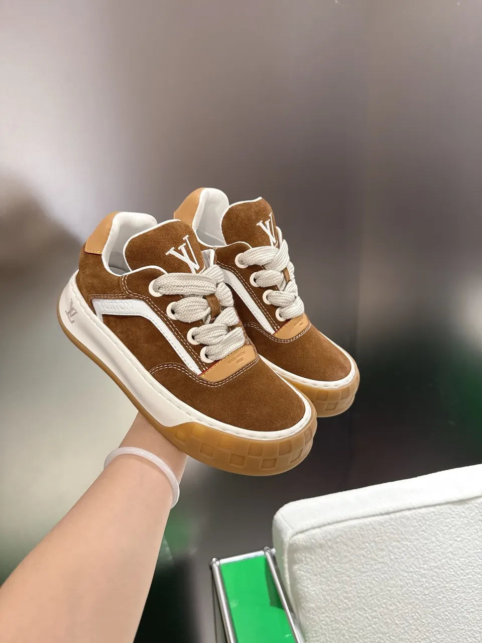 Louis Vuitton Brown Suede Sneakers - Hình 5