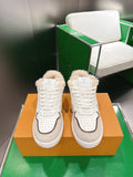 LV White Leather Fur Sneaker