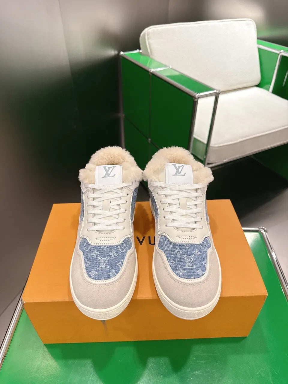 Louis Vuitton Denim Shearling Sneaker