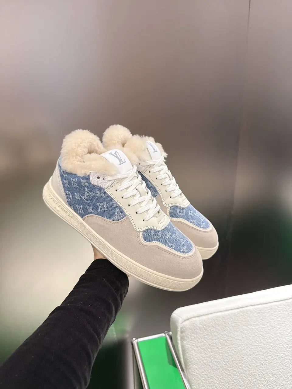 Louis Vuitton Denim Shearling Sneaker - Hình 4