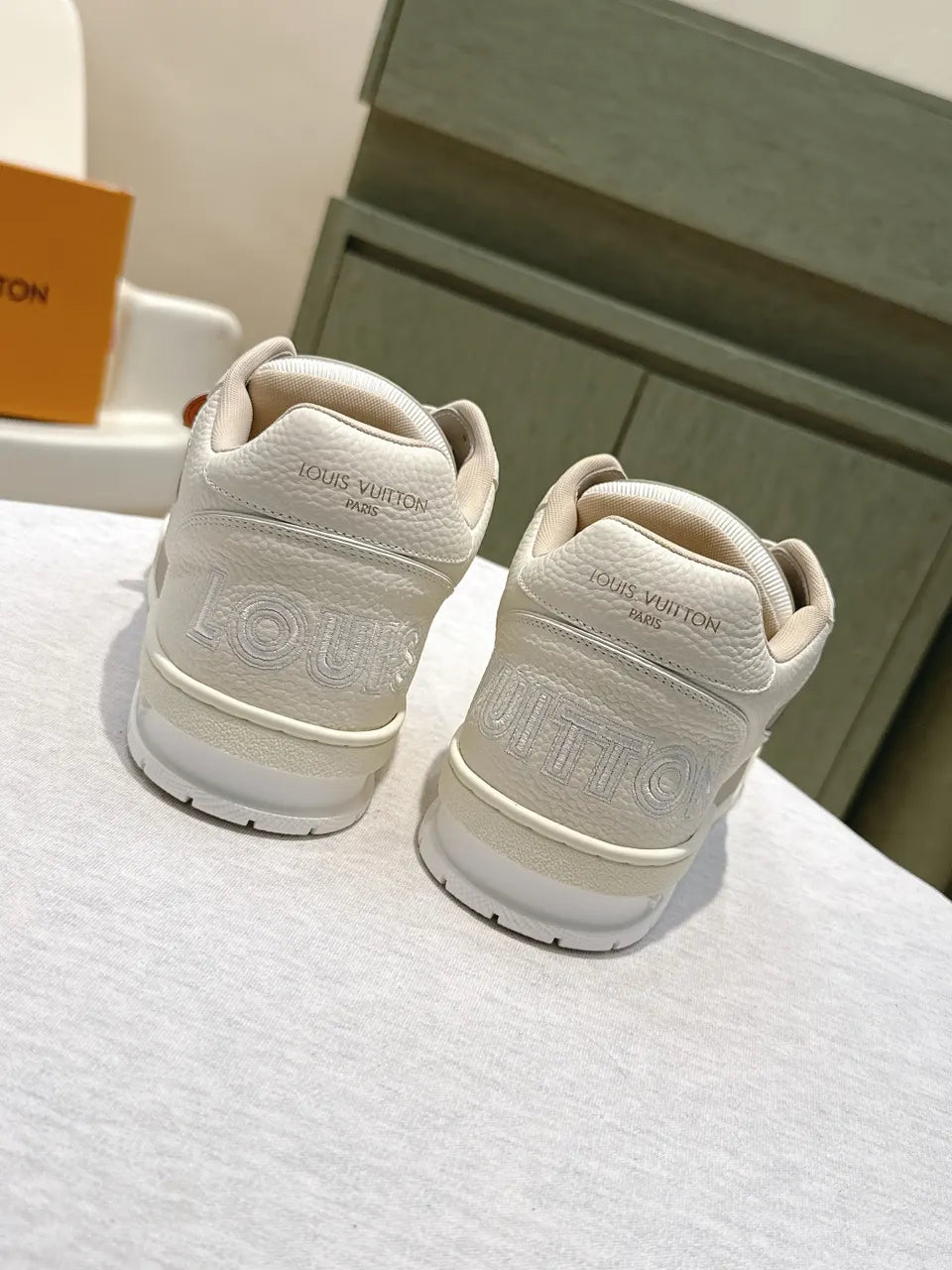 Beige Leather Strap Sneakers - Hình 5