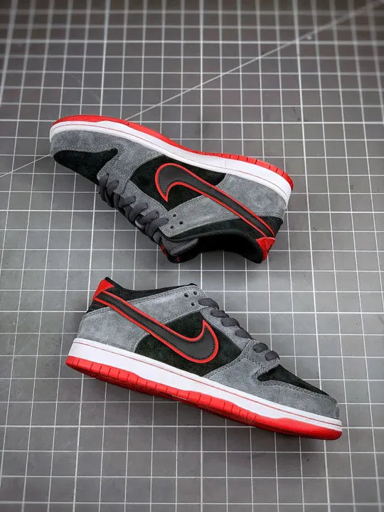 Nike SB Dunk Low Grey Black Red - Hình 4