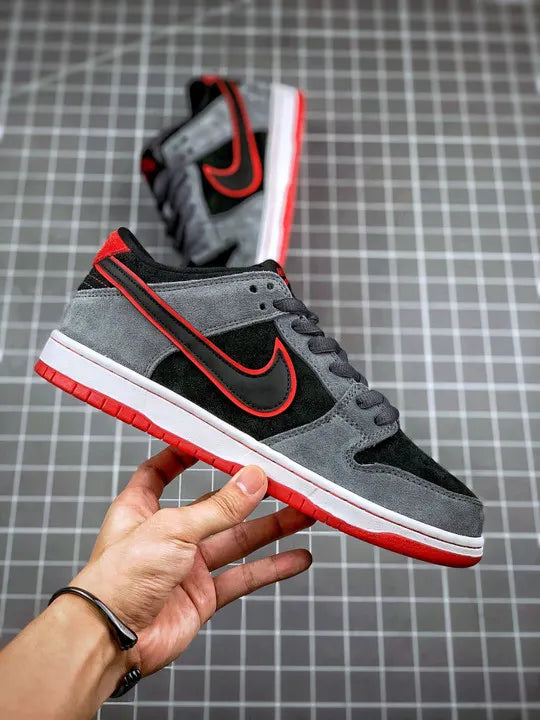 Nike SB Dunk Low Grey Black Red - Hình 3