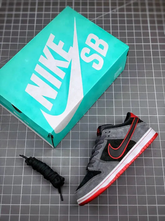 Nike SB Dunk Low Grey Black Red - Hình 2