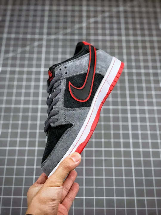 Nike SB Dunk Low Grey Black Red - Hình 5