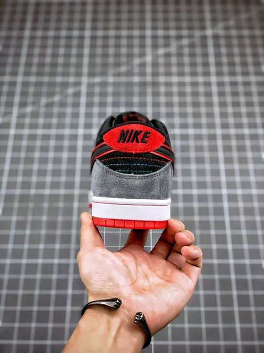 Nike SB Dunk Low Grey Black Red - Hình 8