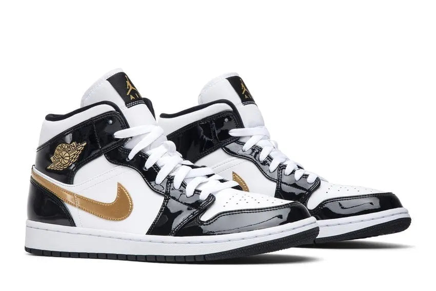 premium Air Jordan 1 Mid Black Gold - Hình 5