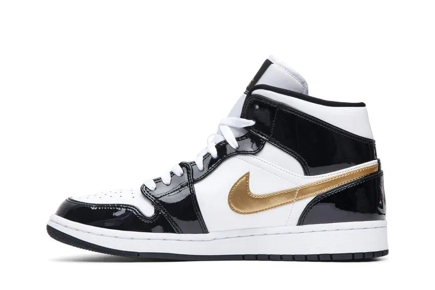 premium Air Jordan 1 Mid Black Gold - Hình 2