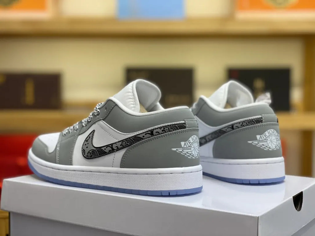 custom Air Jordan 1 Low Grey Paisley - Hình 5