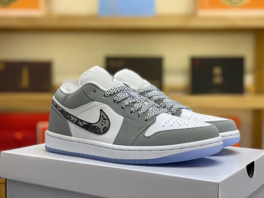 custom Air Jordan 1 Low Grey Paisley - Hình 6
