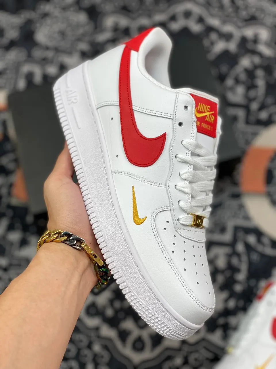Nike AF1 White Red Gold