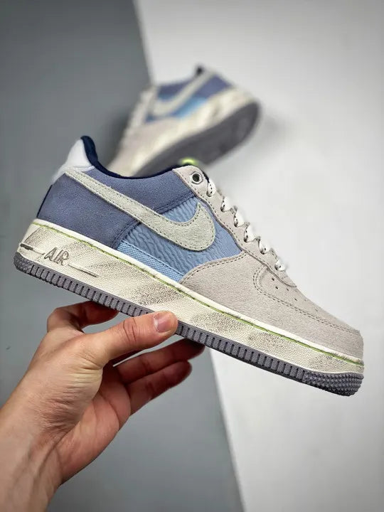 Nike Air Force 1 Grey Blue Suede - Hình 2