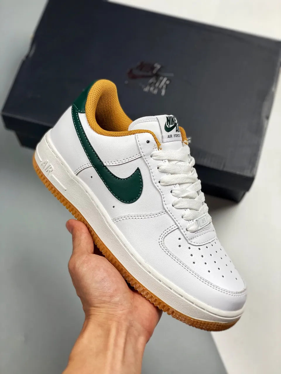 Nike AF1 White Green Gold