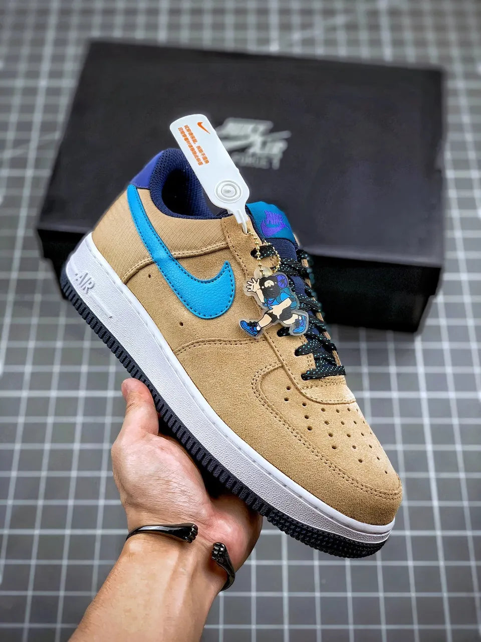 Nike AF1 Tan Suede Blue