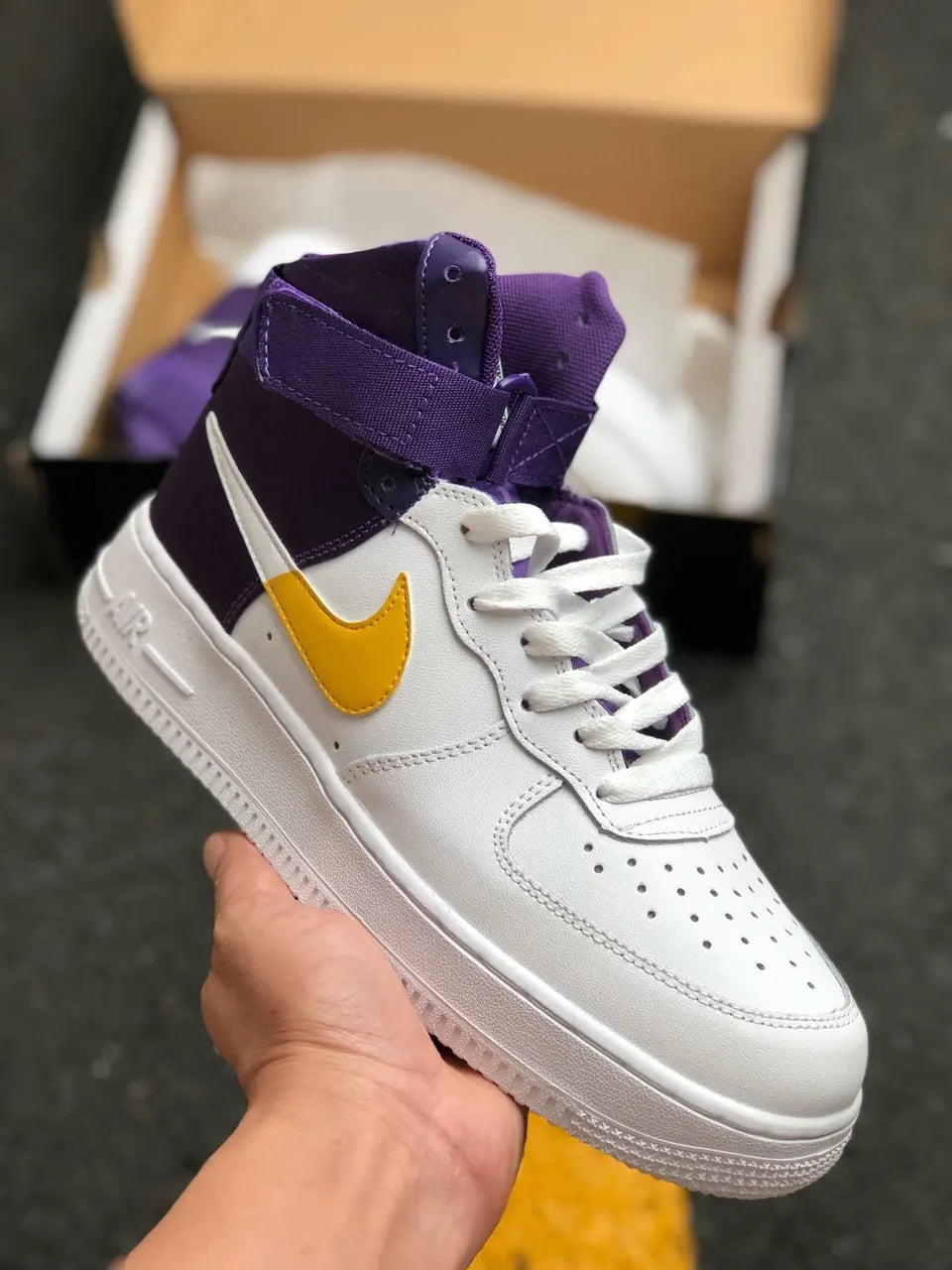 Nike AF1 High White Purple Gold