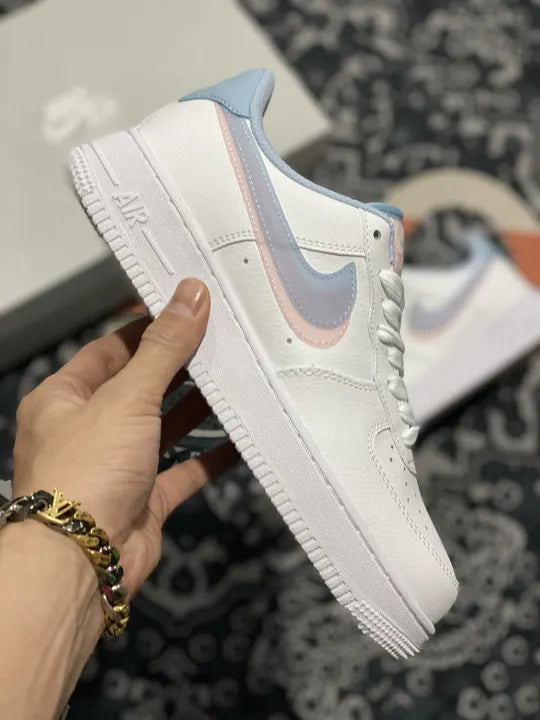 Nike White Pink Blue AF1 - Hình 2