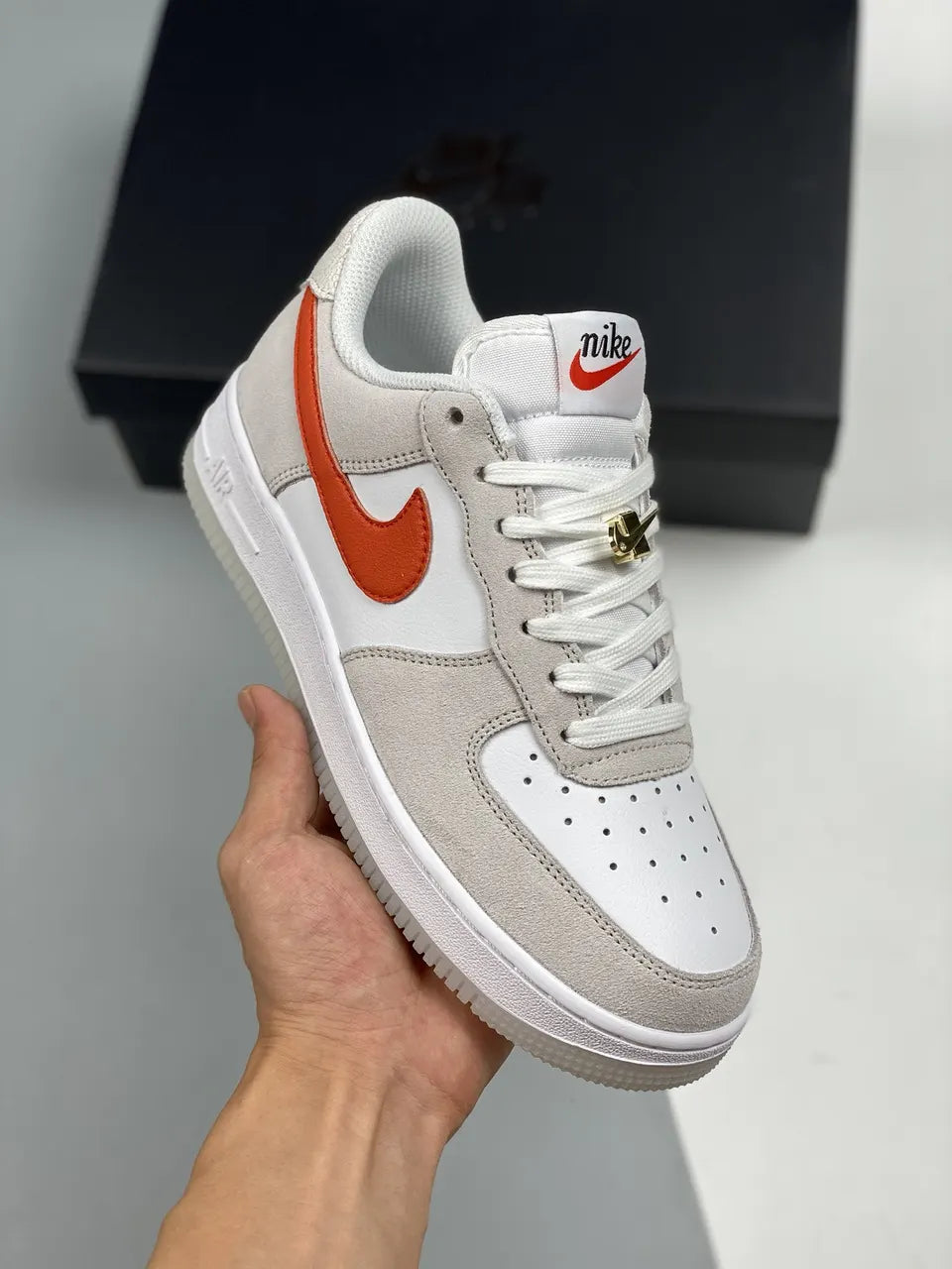 orange Nike Air Force 1 Grey Suede