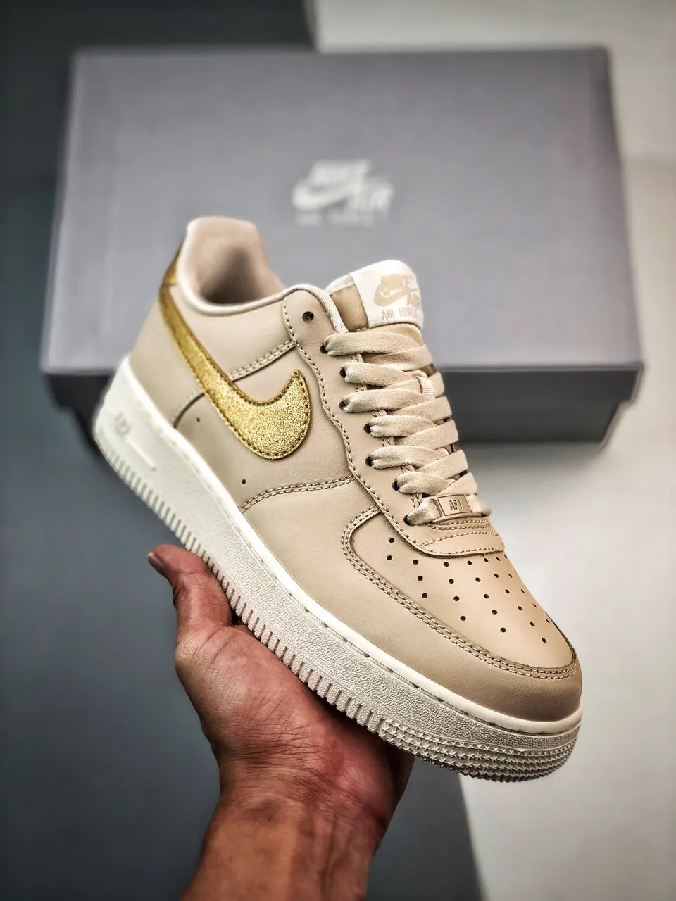 Nike AF1 Beige Gold