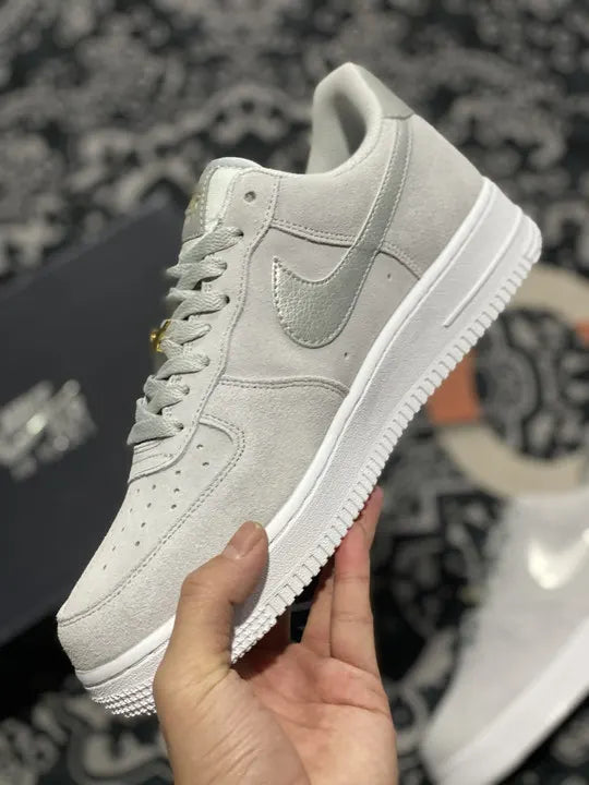 silver Nike Air Force 1 Grey Suede - Hình 8
