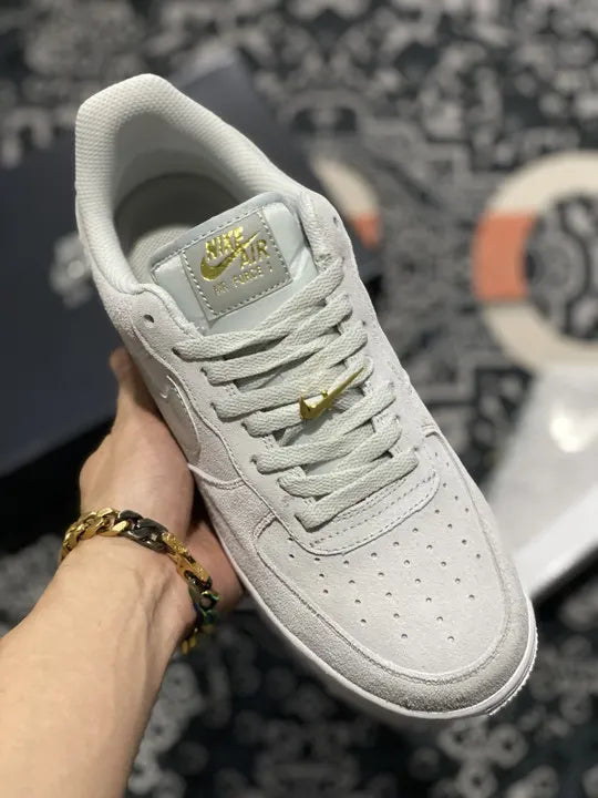 silver Nike Air Force 1 Grey Suede - Hình 2