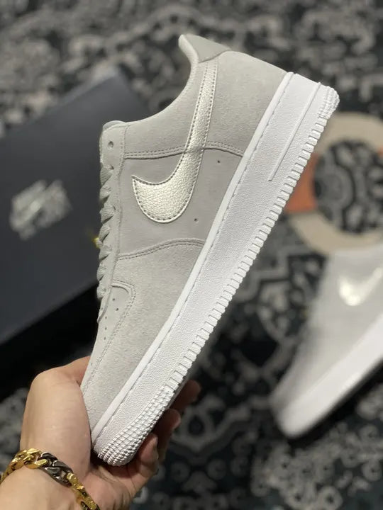 silver Nike Air Force 1 Grey Suede - Hình 3