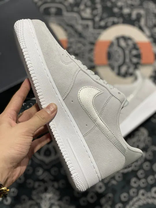 silver Nike Air Force 1 Grey Suede - Hình 5
