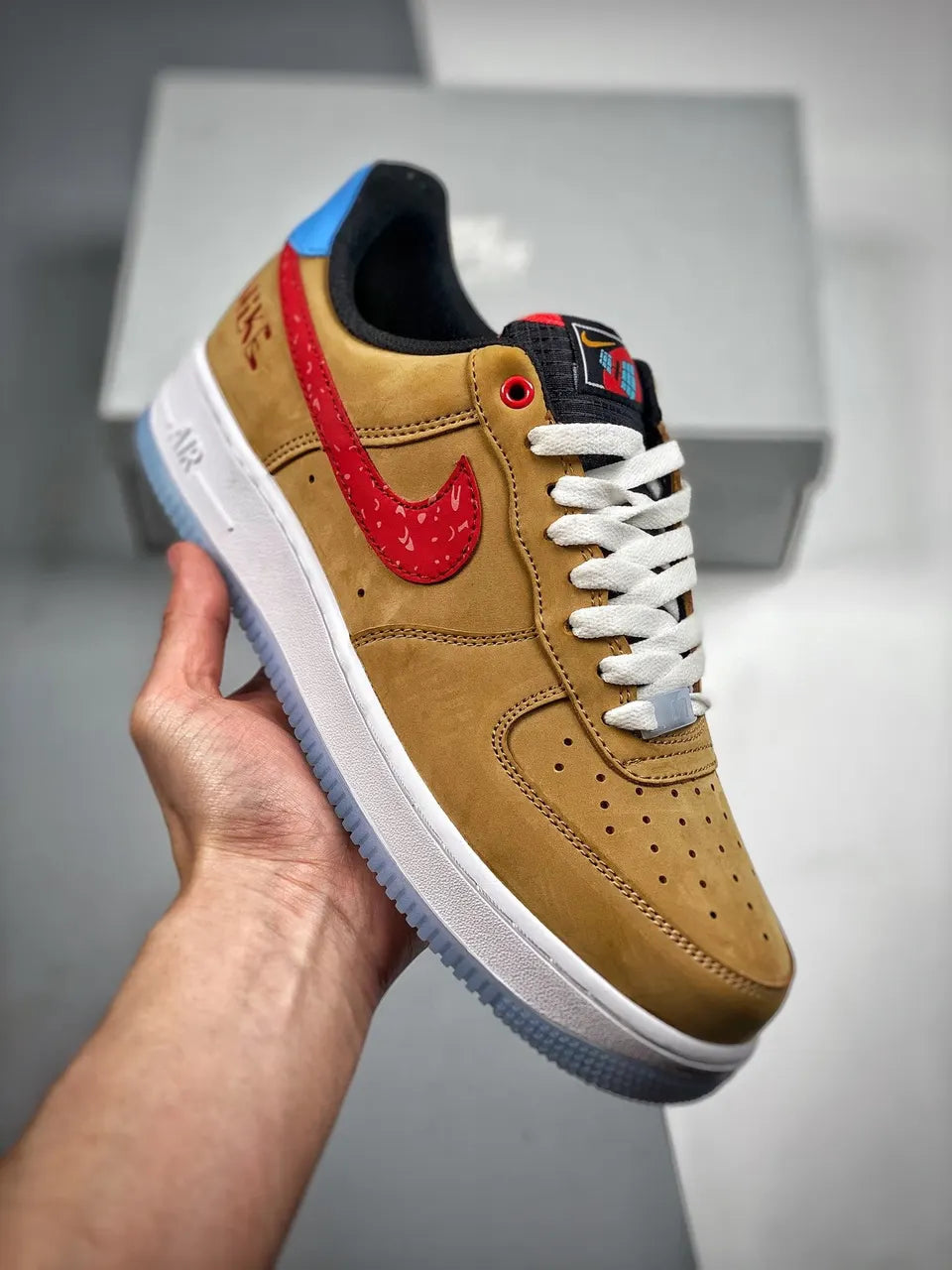 Nike Air Force 1 Tan Red