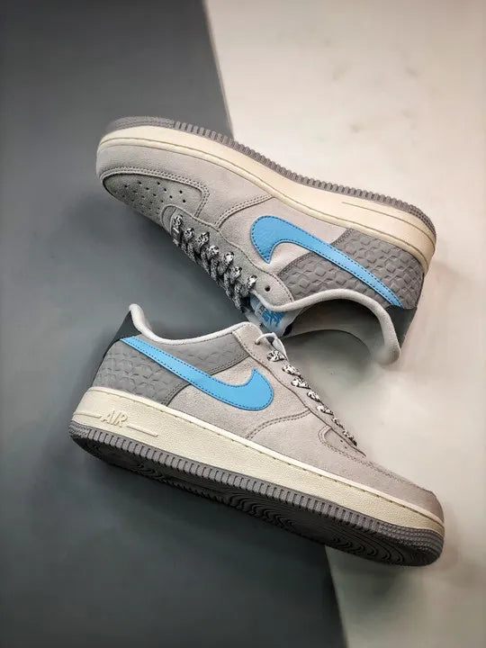 Nike AF1 Grey Blue Suede - Hình 4